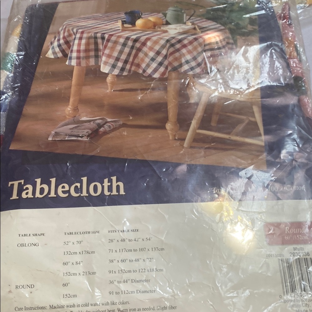 Hometrends Summer Spring Plaid Check Round Tablecloth